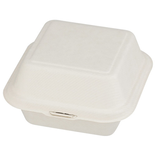 Take-Out Container Hinged 6X6 IN Pulp Fiber 500/Case