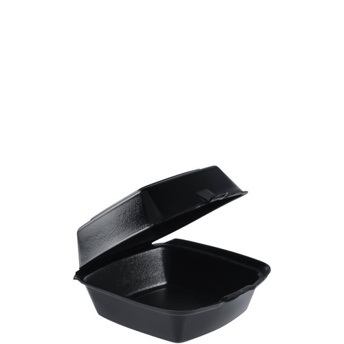 Dart® Sandwich Take-Out Container Hinged Large (LG) 5.82X6.11X3 IN XPS Black Insulated 125 Count/Pack 4 Packs/Case