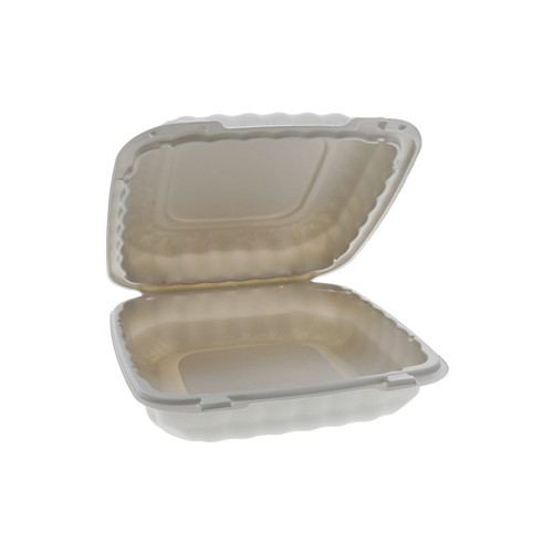 Earth Plus Take-Out Container Hinged 9X9X3 IN MFPP White 120/Case