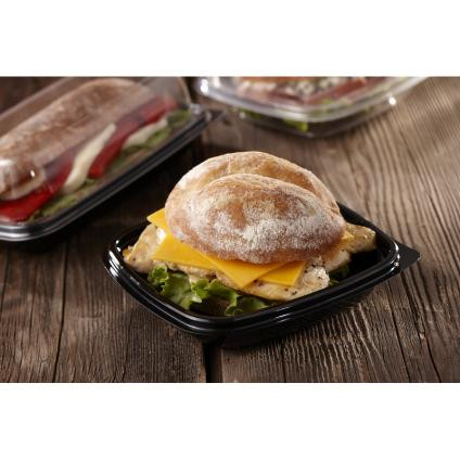 Sandwich Take-Out Container Base 6X6 IN PET Black 300/Case