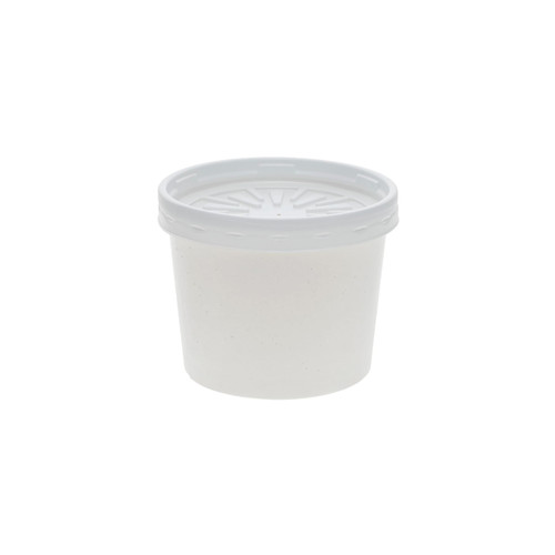 Soup Food Container Base & Lid Combo With Flat Lid 12 OZ Paperboard White Round 250/Case