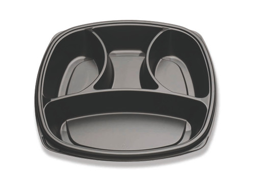 Forum® C-Fine Catering Tray 14 IN 4 Compartment Black 50/Case