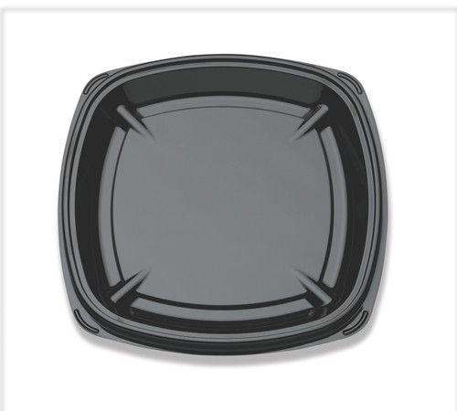 PartiPak® Serving Tray Base 12X12 IN PET Black Square Shallow 50/Case
