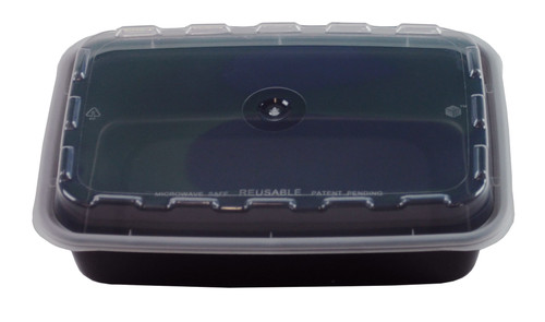 Take-Out Container Base & Lid Combo With Dome Lid 16 OZ Plastic Black Rectangle 150/Case