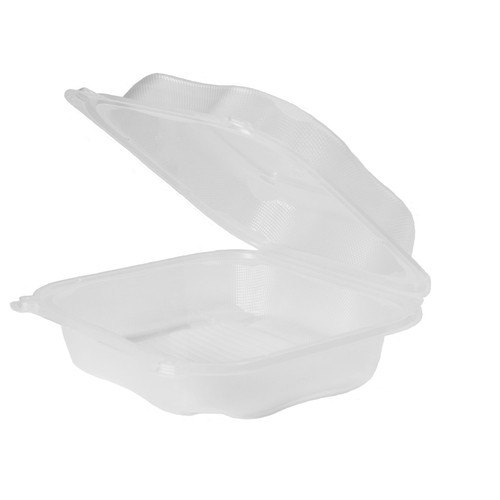 Clover Take-Out Container Hinged Large (LG) 8.35X8.32X2.88 IN PP Clear 150/Case