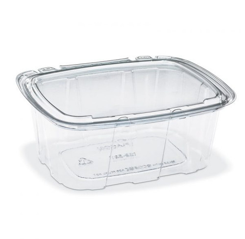 Crystal Seal® Deli Container Hinged With Flat Lid 32 OZ PET Clear Rectangle 164/Case