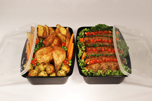 Take-Out Container Base 10.25X6.8X2.17 IN Plastic Black Rectangle 200/Case