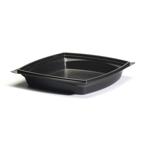 The BOTTLEBOX ® Take-Out Container Base 9X9X1.6 IN PP Black Square 400/Case