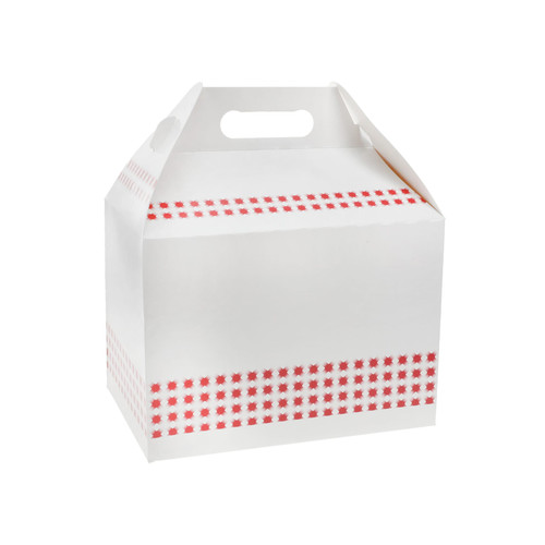 Lunch Take-Out Box Barn 9X5.9X3.1 IN Paperboard White Red 150/Case