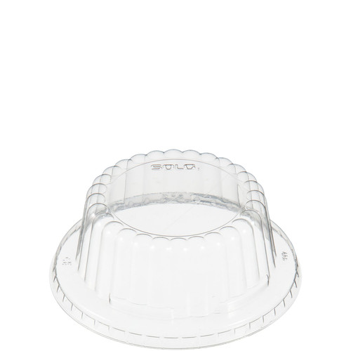 Solo® Lid Dome 3.961X1.5 IN PET Clear For 6-10 OZ Cold Container With Hole Freezer Safe 100 Count/Bag 10 Bags/Case