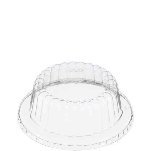Solo® Lid Dome 4.337X1.5 IN PET Clear For 12 OZ Cold Container No Hole Freezer Safe 100 Count/Bag 10 Bags/Case