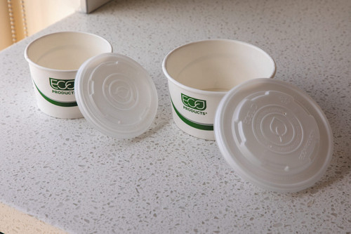 Ecolid® Lid Flat PLA Clear Round For 12-16-32 OZ Soup Cup 500/Case