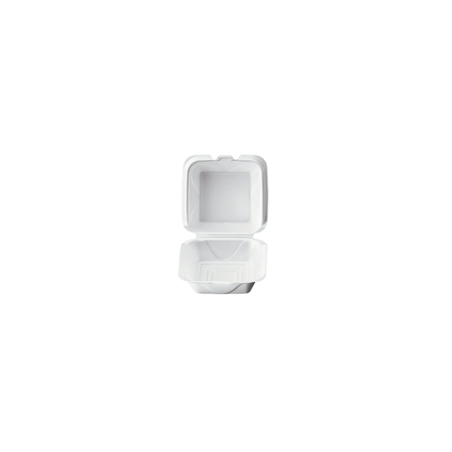 Take-Out Container Hinged With Dome Lid 5.25X5.25X2.75 IN Polystyrene Foam White Square 500/Case