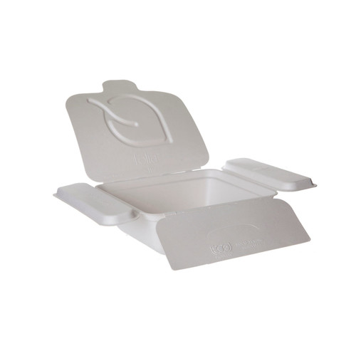 Folia Take-Out Container Fold-Top 6X5X3 IN Sugarcane White Rectangle 300/Case