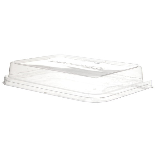 WorldView Lid Dome 6X8X1 IN 3 Compartment PLA Clear Rectangle For Compartment Tray 200/Case