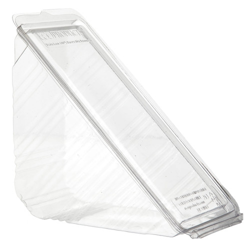Sandwich Wedge Hinged 4X7X3 IN PLA Clear Triangle 500/Case