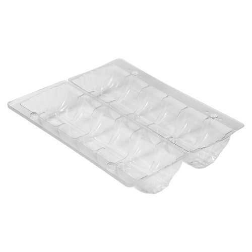Ice Cream Sandwich Dessert Container Hinged 6 Compartment OPS Clear 200/Case