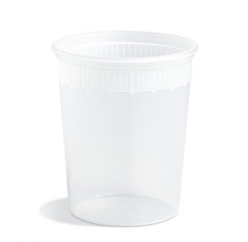 Classic Line Deli Container Base 32 OZ HDPE Clear Round Freezer Safe 500/Case