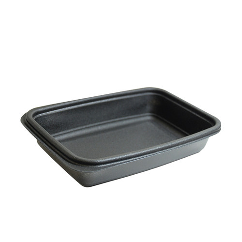 Take-Out Container Base 8.75X6X1.5 IN PP Black Rectangle Microwave Safe 300/Case