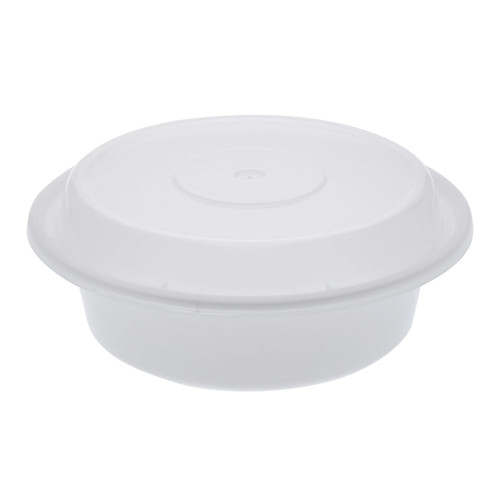 Take-Out Container Base & Lid Combo With Dome Lid 16 OZ PP White Clear Round 150/Case