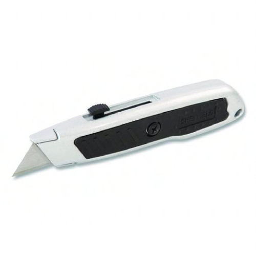 Utility Knife Black Gray Plastic Rubber Metal Retractable 1.25IN Blade 1/Each