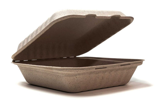 Ovation Take-Out Container Hinged With Dome Lid 9X9X3 IN Sugarcane Square 300/Case