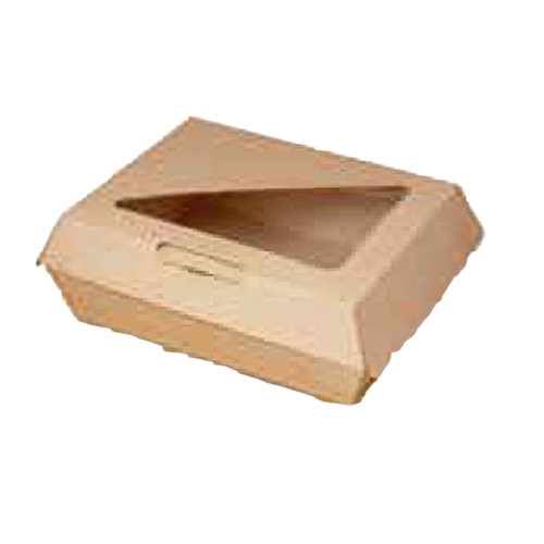 Bagcraft® EcoCraft Eco-Flute® Take-Out Box Hinged 7.88X5.94X2.75 IN Corrugated Cardboard Kraft White Rectangle 200/Case