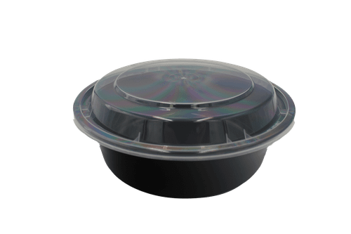Take-Out Container Base & Lid Combo 32 OZ Plastic Round 150/Case