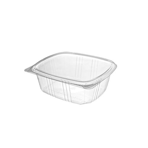 Deli Container Hinged With Flat Lid 32 OZ RPET Clear Rectangle 200/Case