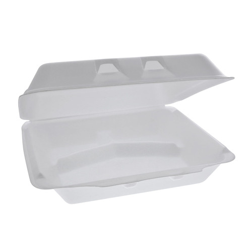 SmartLock® Take-Out Container Hinged Large (LG)/Extra Large (XL) 9.5X10.5X3.3 IN 3 Compartment Foam White Dual-tab 250/Case