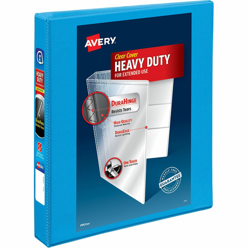Avery® 8.5X11X1 IN Light Blue Clear PP Heavy Duty 220 Sheet Capacity 4 Pocket 3 Slant D-Ring Cover Overlay 1/Each