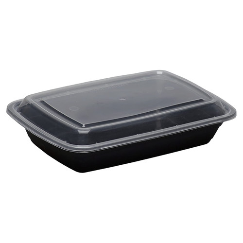 Take-Out Container Base & Lid Combo 28 OZ Plastic Black 150/Case