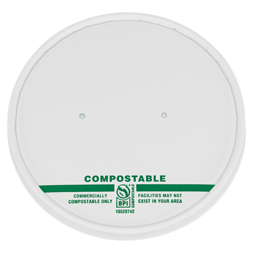 Planet+® Lid PLA Paper White For 12-32 OZ Food Container Laminated 250/Case