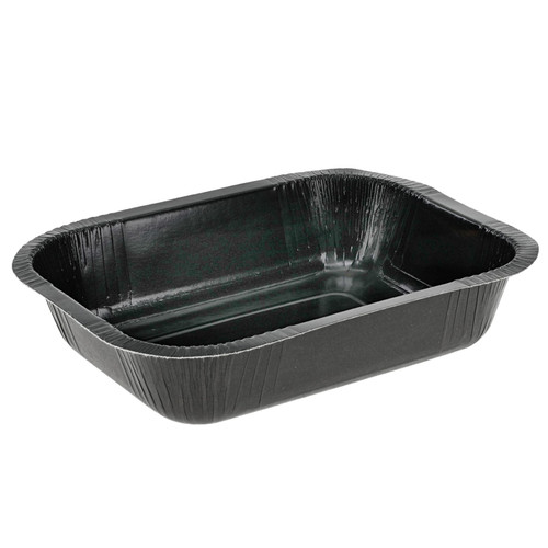 Pressware® Ebony Premier Take-Out Container Base 5X6X1.375 IN Paperboard Black Oblong Microwave Safe 500/Case
