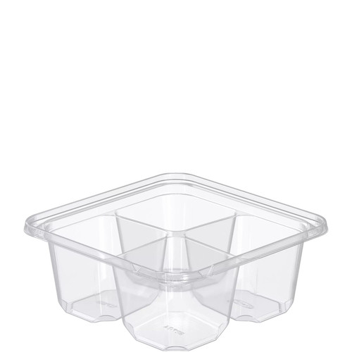 Dart® TamperGuard™ Snack Deli Container Base 24 OZ 4 Compartment PET Clear Tamper-Evident Tamper-Resistant 75 Count/Pack 4 Packs/Case