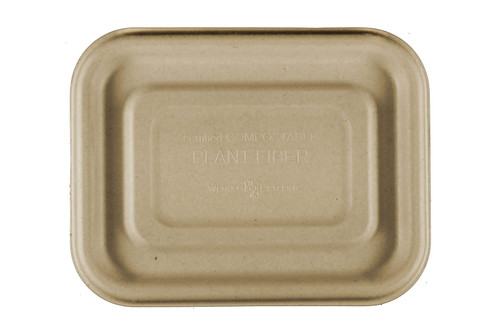 Lid Flat 6.7X5.2X0.4 IN Plant Fiber Bamboo Kraft Rectangle For Container 600/Case