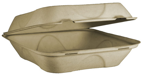 Take-Out Container Hinged 9X9X3 IN Fiber Blend Square 300/Case