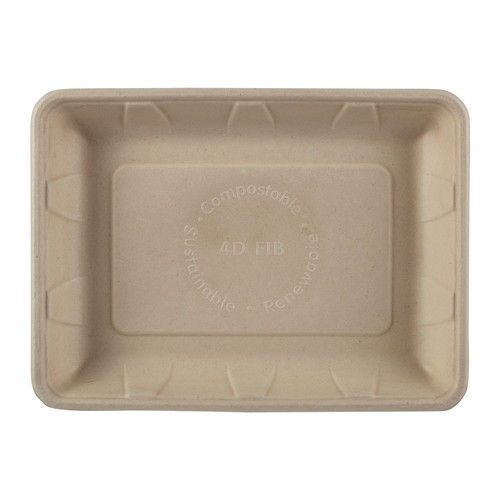 PrimeWare® Serving Tray 9.4X6.9X1.2 IN Molded Fiber Natural Rectangle 125 Count/Pack 2 Packs/Case 250 Count/Case