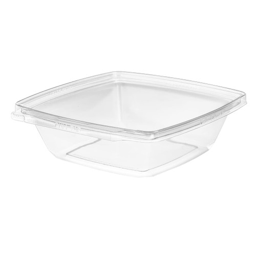 Safe-T-Fresh® Deli Container Hinged 32 OZ RPET Clear Square 168/Case