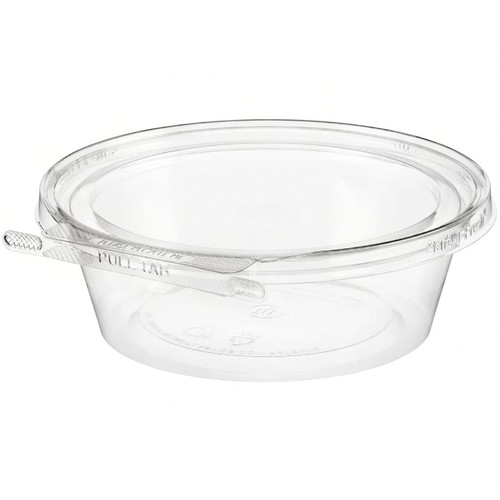 Safe-T-Fresh® Deli Container Hinged 24 OZ RPET Clear Round Tamper-Evident Tamper-Resistant 168/Case