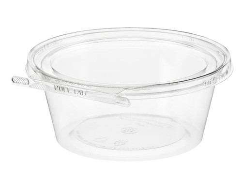 Safe-T-Fresh® Deli Container Hinged 32 OZ RPET Clear Round Tamper-Evident Tamper-Resistant 168/Case