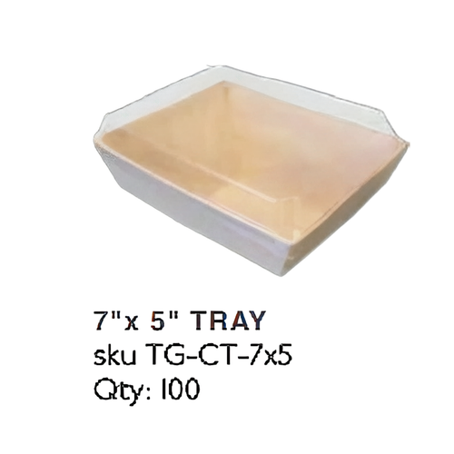 Take-Out Container Base & Lid Combo With Dome Lid 7X5 IN RPET Wood Wood Clear Rectangle 100/Case