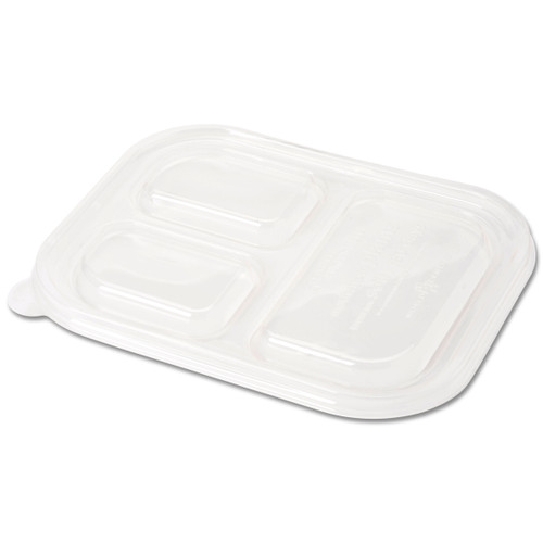 Lid Dome 10.2X7.8X0.6 IN 3 Compartment Plant Fiber Clear Rectangle For Container 400/Case
