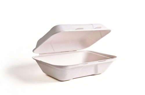 Take-Out Container Hinged 9X6X3 IN Sugarcane Natural 300/Case