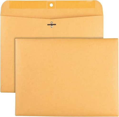 Quality Park® Mailing Envelope 12X9 IN Kraft Paper 28LB Reinforced Clasp Closure 100 Count/Box