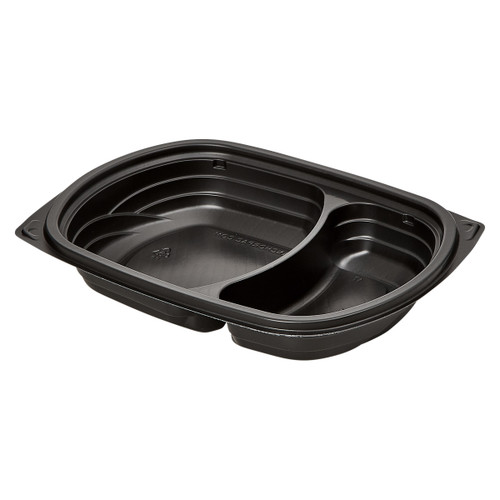 Victoria Bay Food Container 20 OZ 2 Compartment MFPP Black Oblong 63 Count/Pack 4 Packs/Case 252 Count/Case