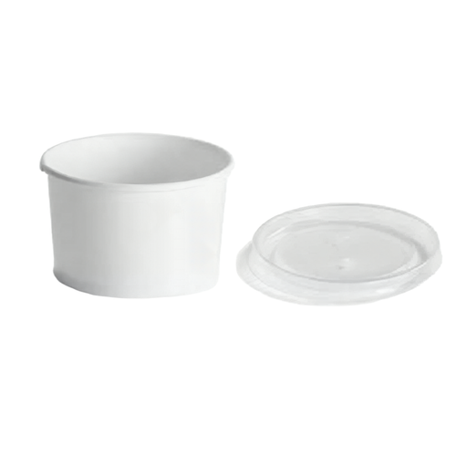 Victoria Bay Food Container Base & Lid Combo With Flat Lid 8-10 OZ Paperboard White Round 250/Case