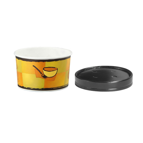 Victoria Bay Food Container Base & Lid Combo With Flat Lid 16 OZ Paperboard Multicolor Swirl Design Round Squat 250/Case
