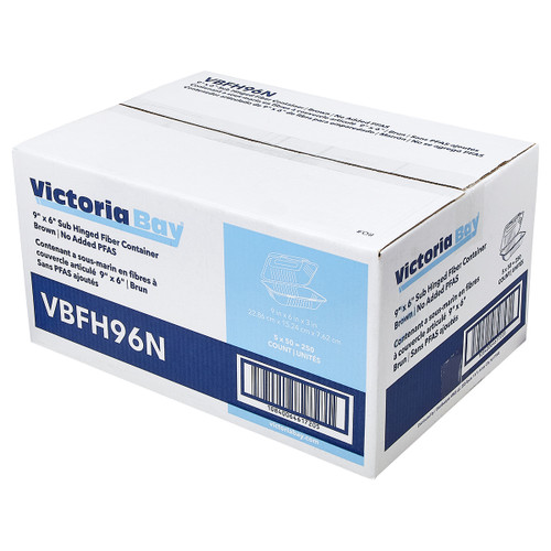 Victoria Bay Take-Out Container Hinged 9X6X3 IN Plant Fiber Brown Rectangle 250/Case