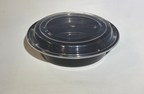 Victoria Bay Take-Out Container Base & Lid Combo 24 OZ Plastic Black Clear Round 150/Case